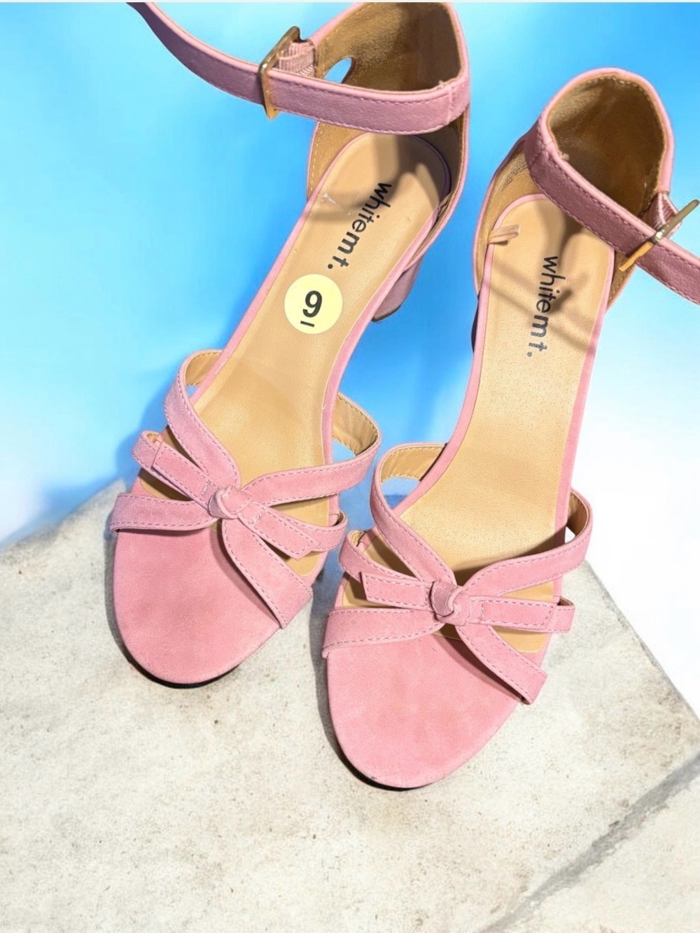 White Mt. Pink Knot-Strap Suede Heel - Women SZ 9